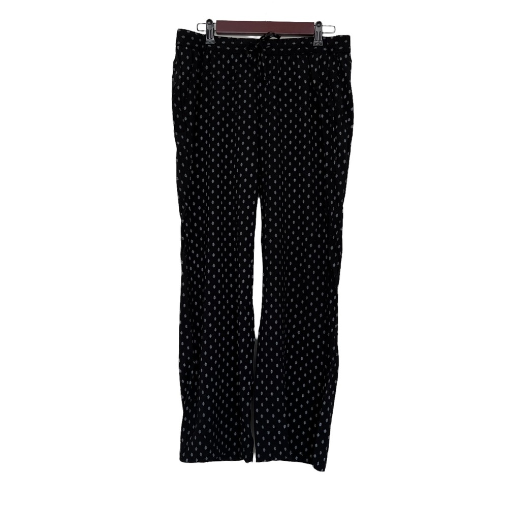 Old Navy Womens Pants Size Medium Wide Leg Pull on Elastic Waist with Tie Black